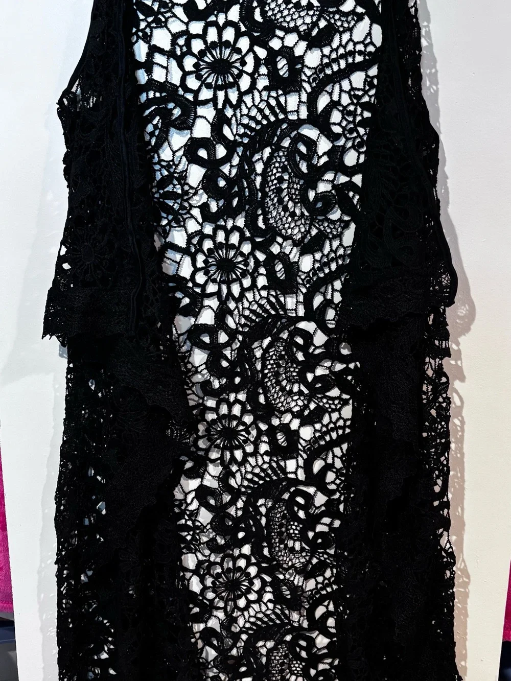 Black Lace Open-Front Women's Cardigan Sweater